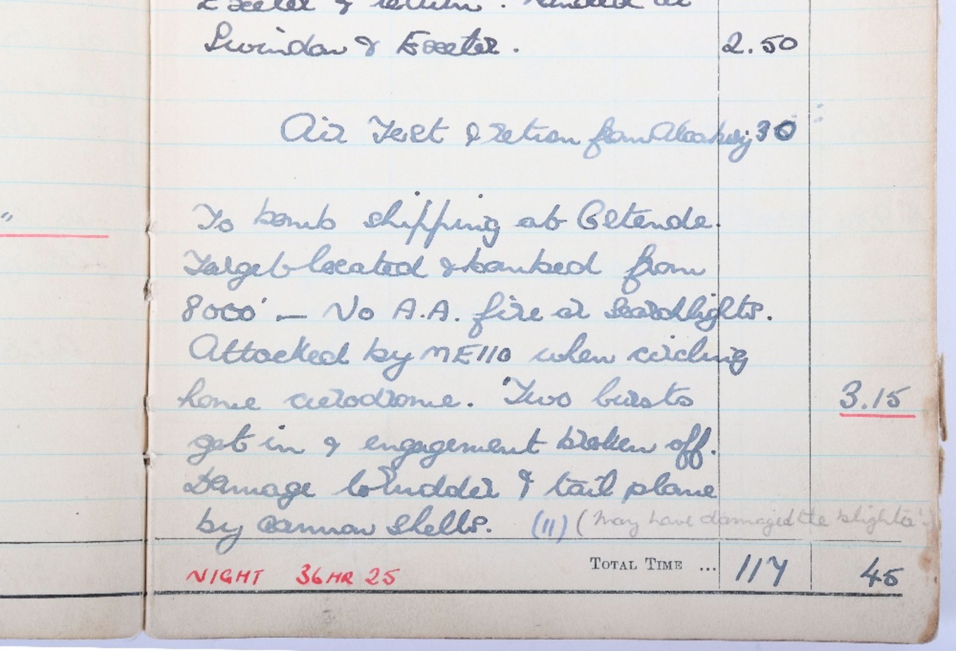 Royal Air Force Log Book Grouping of Flight Lieutenant E C Cox Number 15 and 29 Squadrons RAF, Serve - Bild 27 aus 87