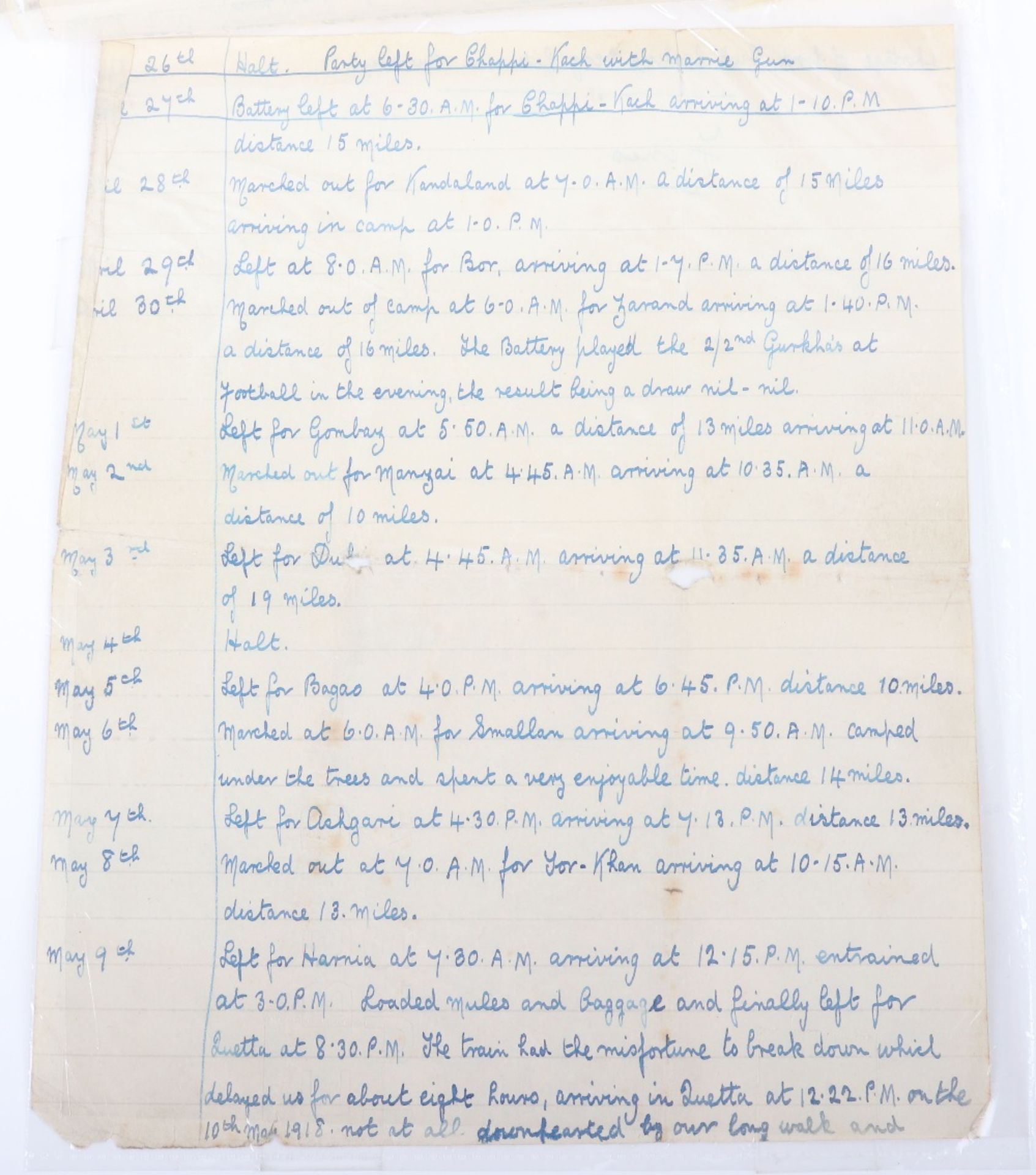 The Marri Field Force March to May 1918 (Buluchistan) Diarised Handwritten Account - Bild 18 aus 34