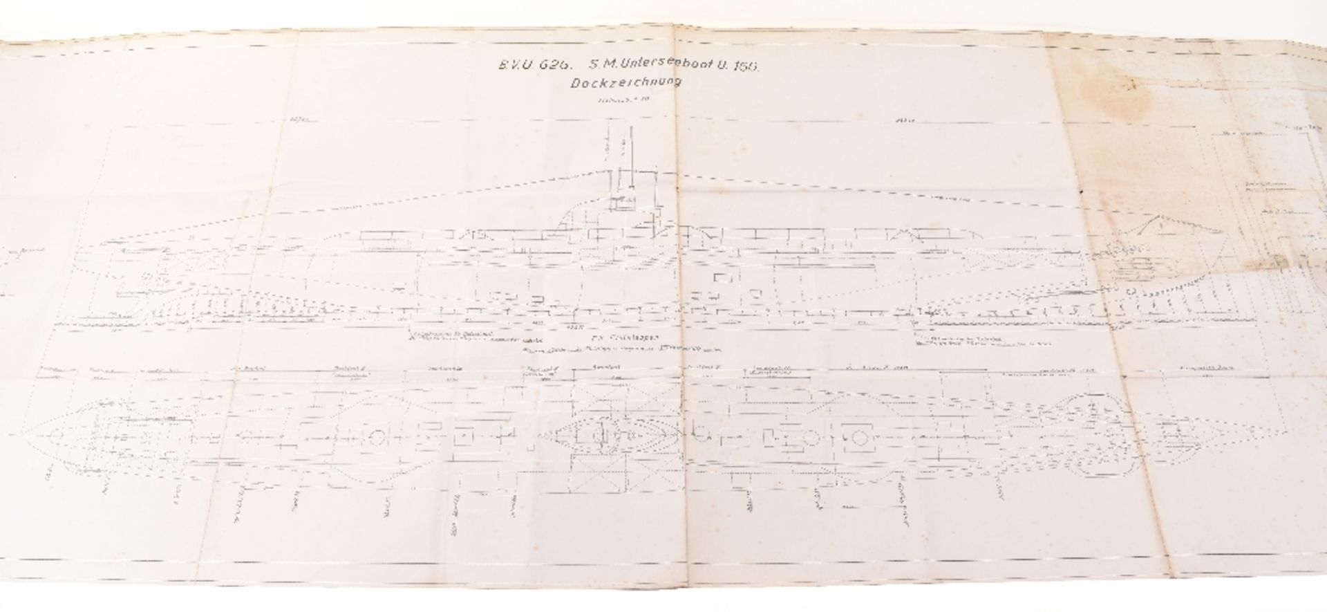 Rare Full Technical Specification Plans of Imperial German U-Boat U-160