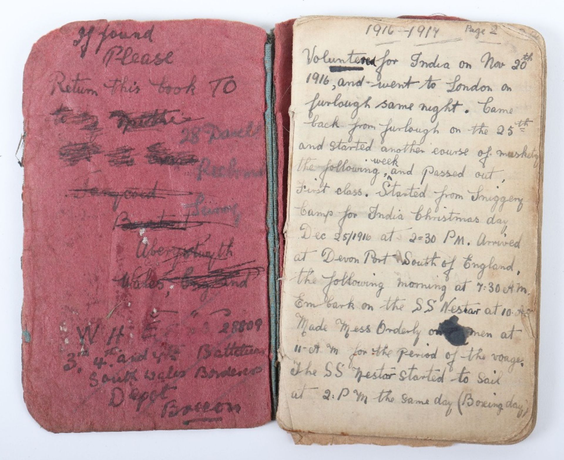 Great War Diaries and Note Book of Acting Sergeant Major W.H.Evans South Wales Borderers - Image 3 of 9