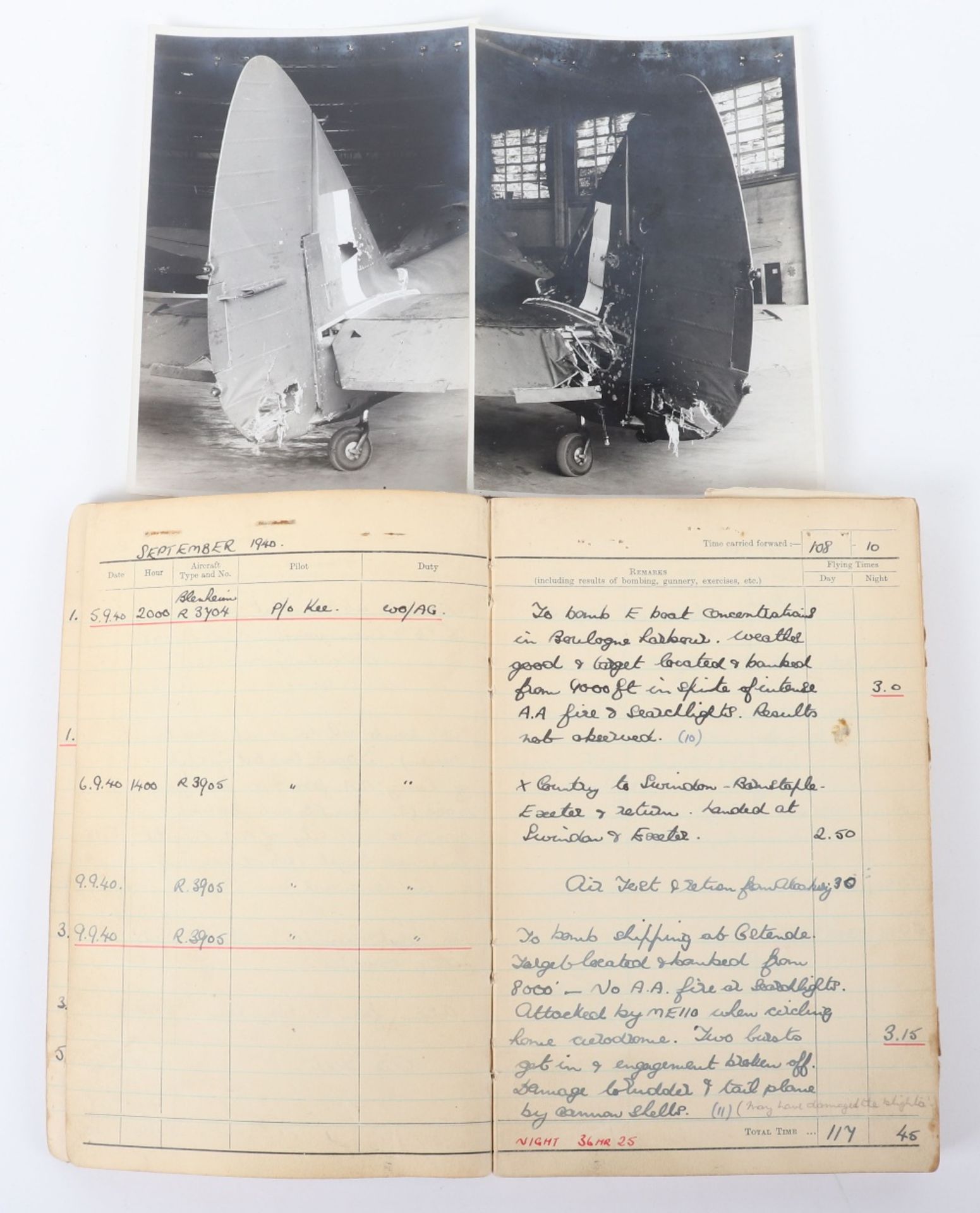 Royal Air Force Log Book Grouping of Flight Lieutenant E C Cox Number 15 and 29 Squadrons RAF, Serve - Bild 24 aus 87