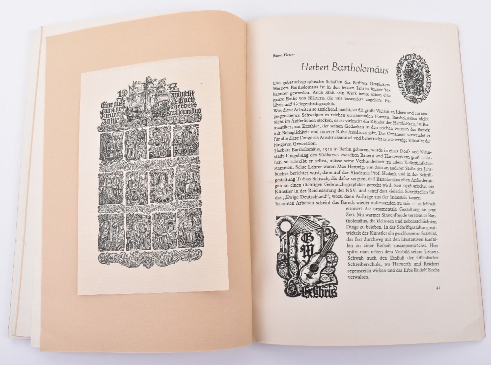 Third Reich Book – “Exlibris – Buchkunst und angewandtw Graphik” Published by Dr R A Winkler Berlin - Bild 2 aus 4