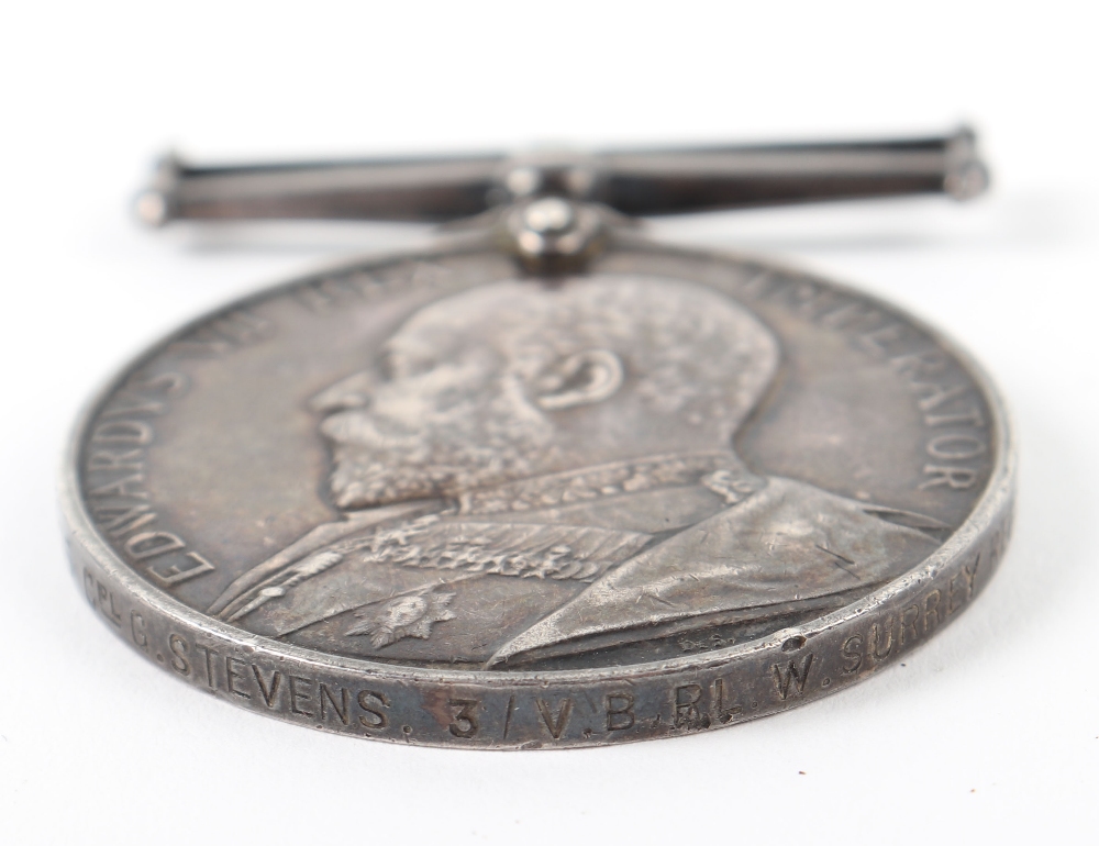 Edward VII Volunteer Force Long Service Good Conduct Medal 3rd Volunteer Battalion Royal West Surrey - Image 2 of 3