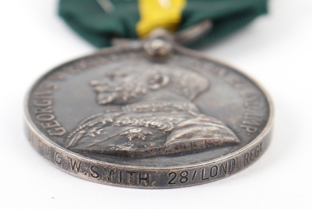 George V Territorial Force Efficiency Medal 28th County of London Regiment - Image 2 of 3