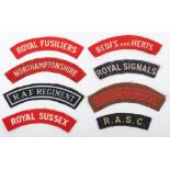 8x WW2 Printed Cloth Shoulder Titles