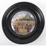 Victorian Painted Pot Lid of Queen Victorian Investiture of the Victoria Cross Medals for the Crimea