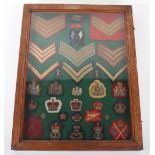 Framed Display of British Cloth Rank and Proficiency Badges