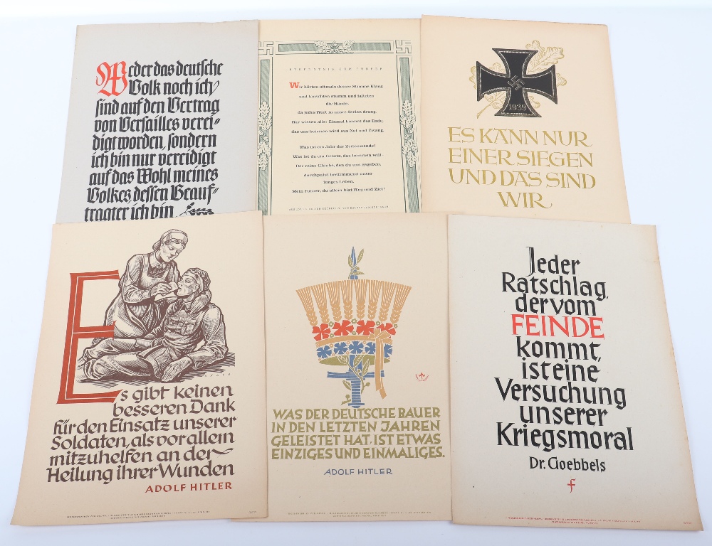 25x Third Reich NSDAP Illustrated “Wochenspruch” Printed Pages - Image 4 of 4