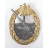 Kriegsmarine Coastal Artillery War Badge by Friedrich Linden Ludenschied