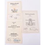 WW2 German Luftwaffe Afrika Korps Award Citation Group of Three