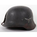 WW2 Luftwaffe Battle Damaged Steel Combat Helmet