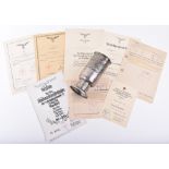 Rare Third Reich Luftwaffe Air Gunners Silver Honour Goblet (Ehrenpokal) and Document Grouping, Serv