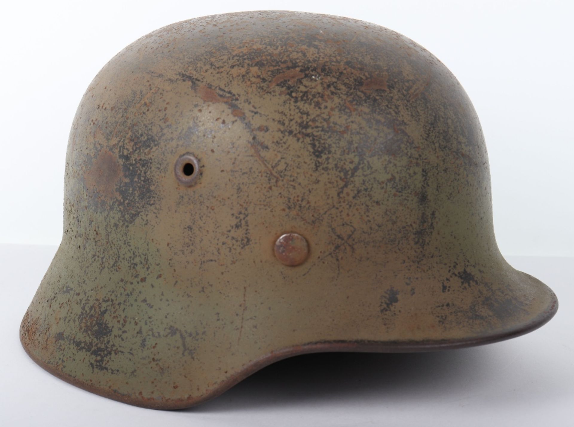 WW2 German Luftwaffe Normandy Camouflaged Steel Combat Helmet - Bild 2 aus 9