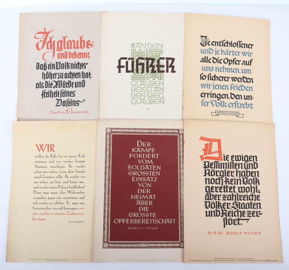 25x Third Reich NSDAP Illustrated “Wochenspruch” Printed Pages - Image 2 of 4