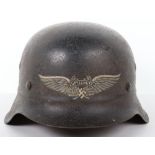 Third Reich Luftschutz Beaded Combat Helmet