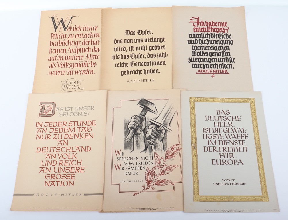 25x Third Reich NSDAP Illustrated “Wochenspruch” Printed Pages - Image 3 of 4