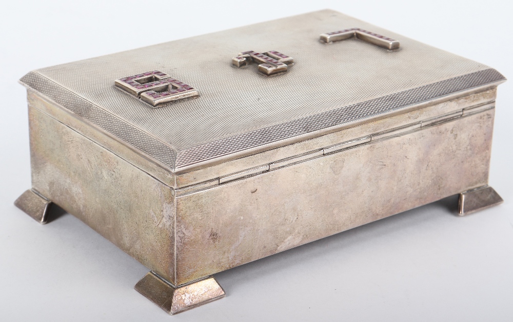 A modern silver and amethyst set cigarette box, Sheffield, - Image 5 of 7