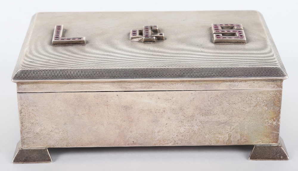 A modern silver and amethyst set cigarette box, Sheffield, - Image 2 of 7