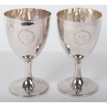 A pair of George III silver goblets, possibly John Dellmester, London 1835