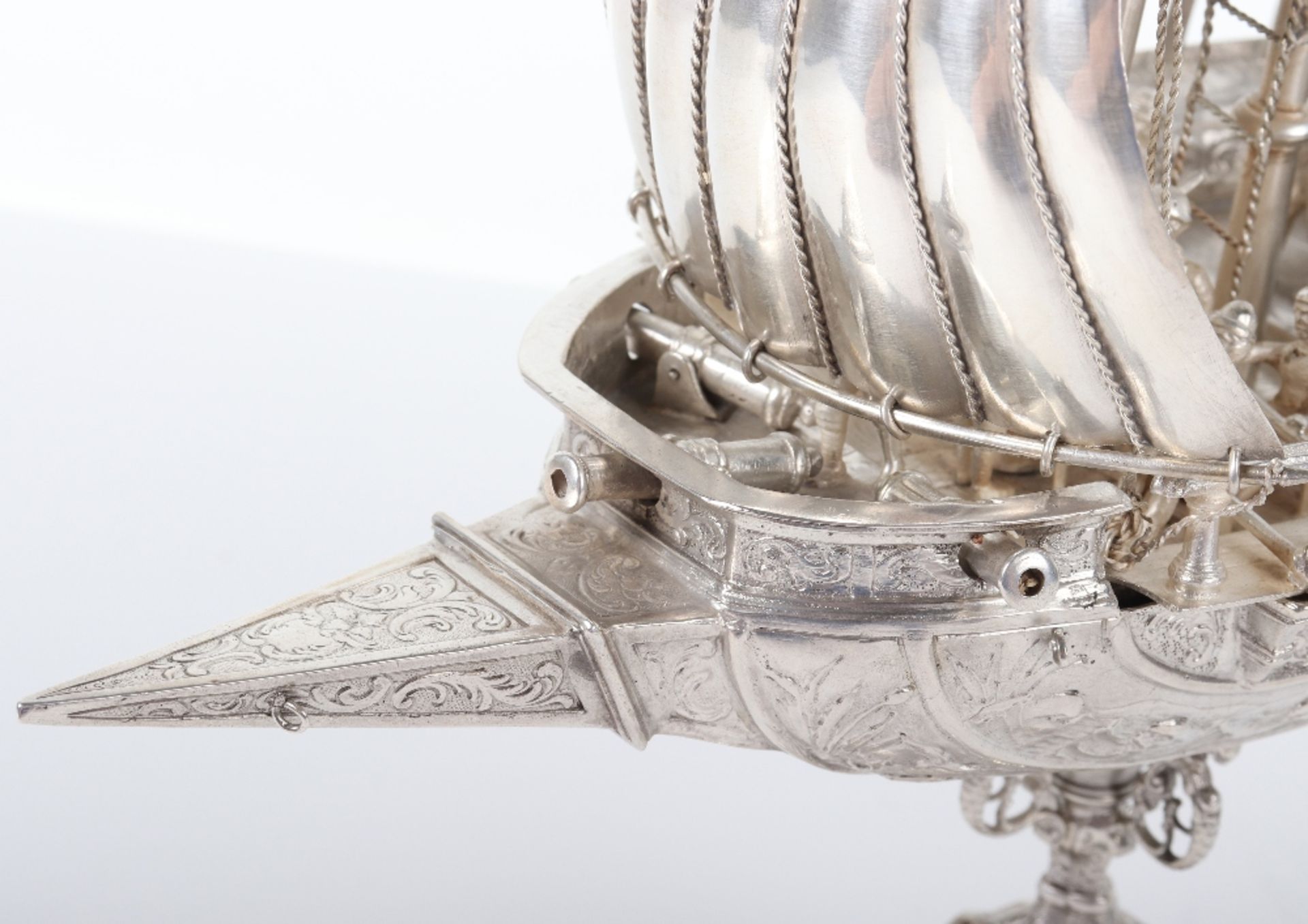 A Continental silver nef, galleon, import marks London 1900 - Bild 9 aus 22