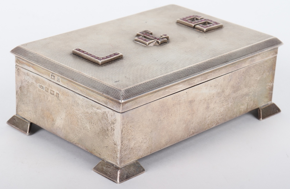 A modern silver and amethyst set cigarette box, Sheffield, - Image 3 of 7