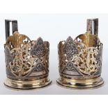 A pair of Russian tea glass holders, unmarked