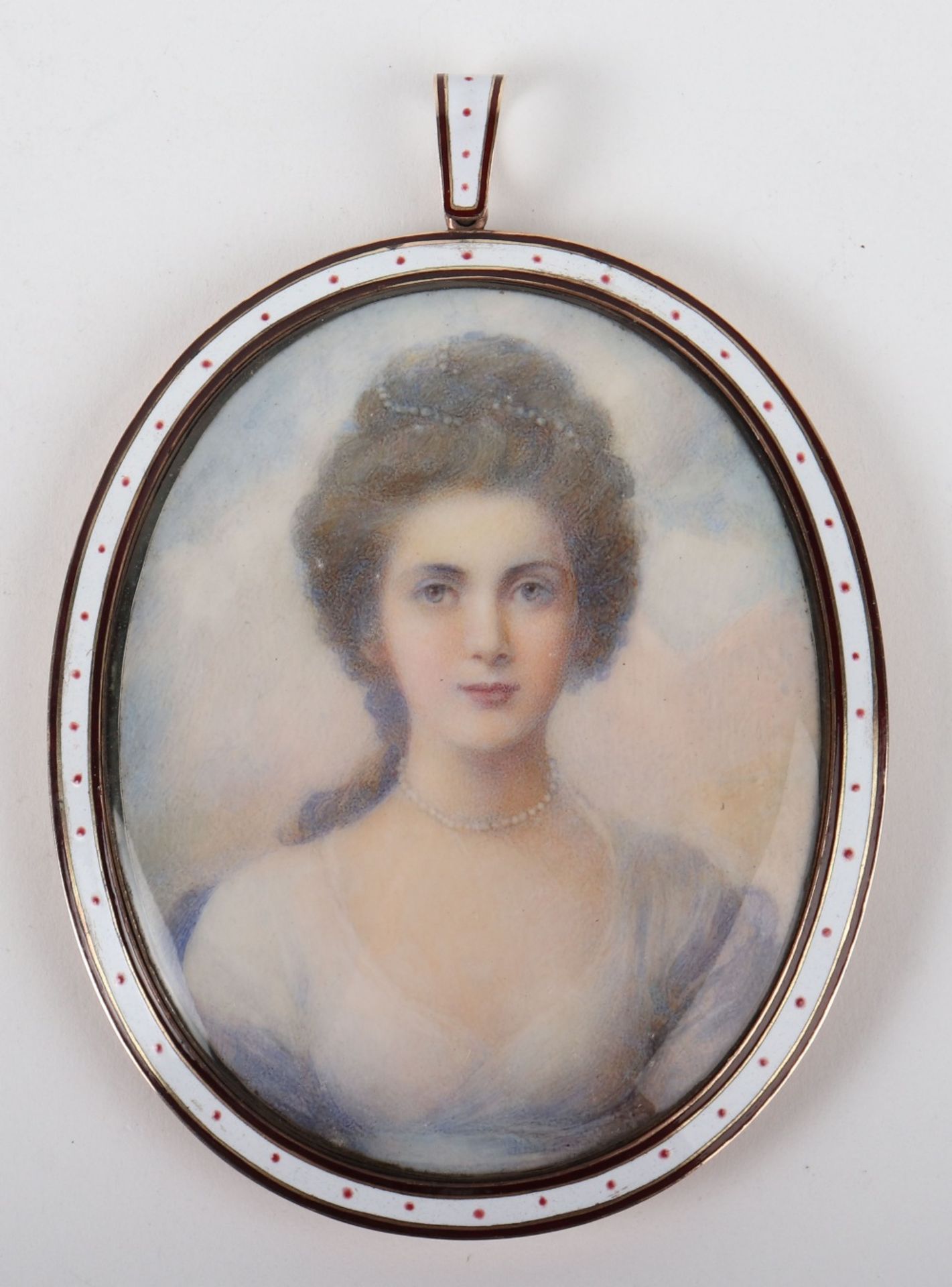 ^A 19th century miniature bust portrait of a lady, on ivory