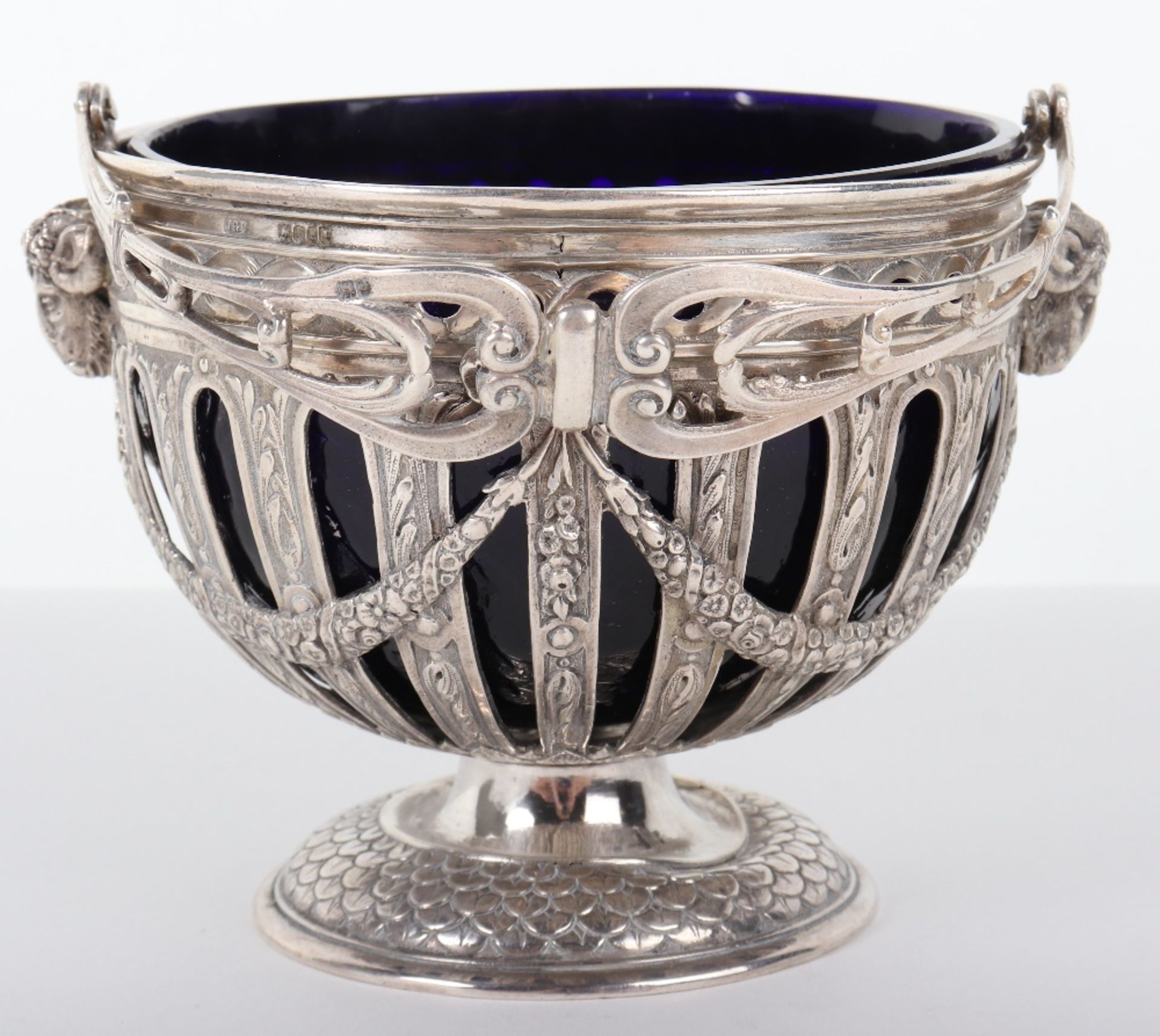 An unusual early 20th century silver and glass sugar bowl marked 930 to base, London 1902, John Geor - Bild 3 aus 11