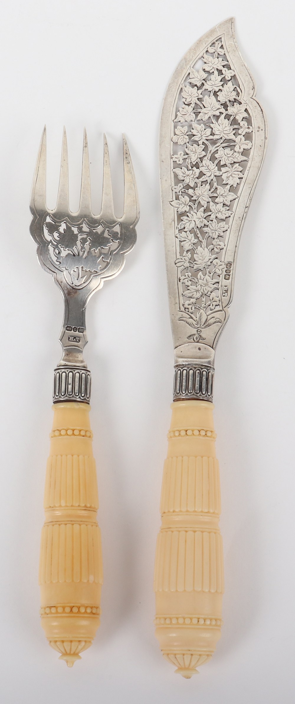 ^A pair of silver and ivory handle fish servers - Image 2 of 10