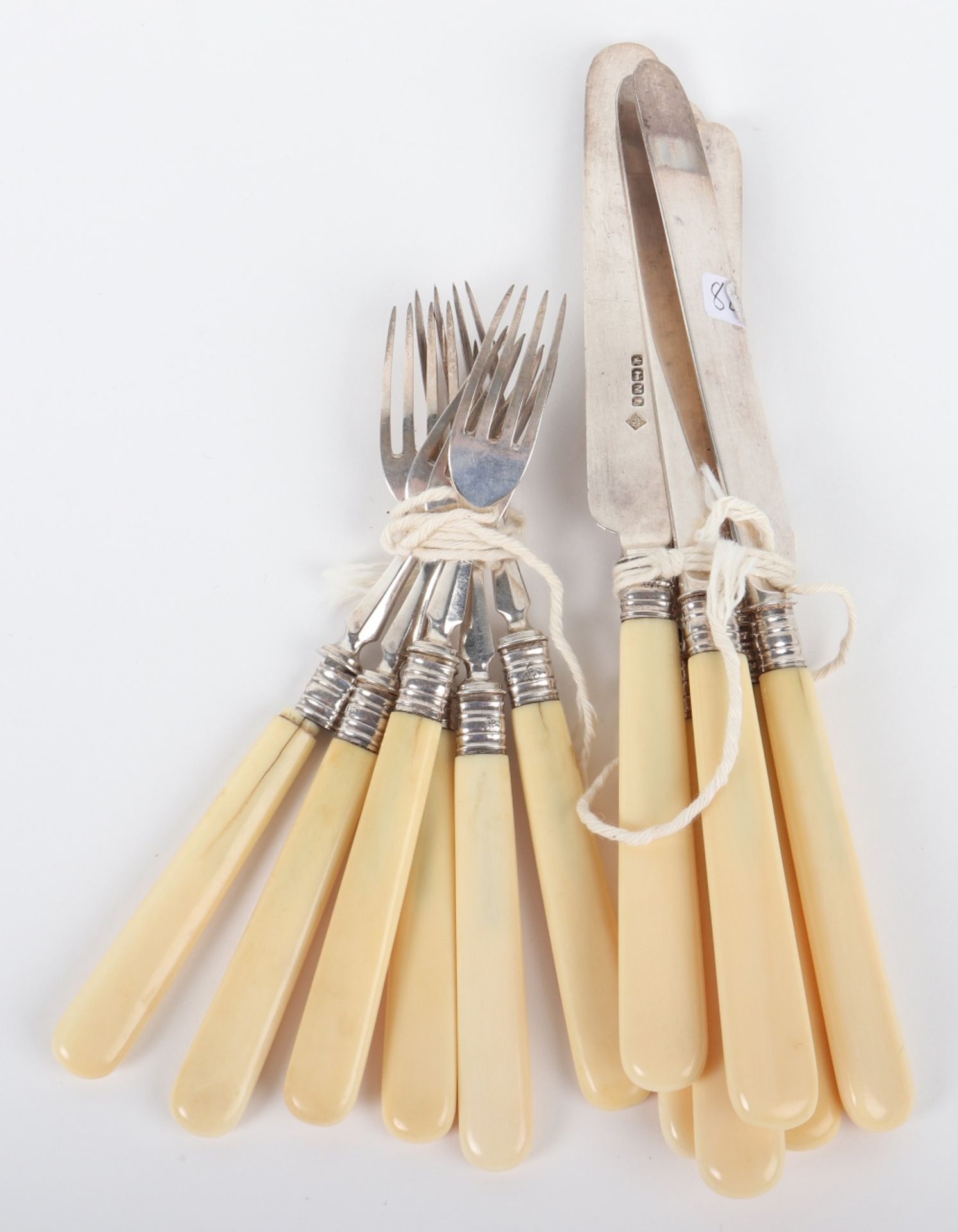 ^ A set of six silver and ivory knives and forks,Martin, Hall & Co, Sheffield - Bild 2 aus 5