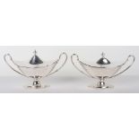 A pair of George III silver sauce tureens, Henry Chawner, London 1804