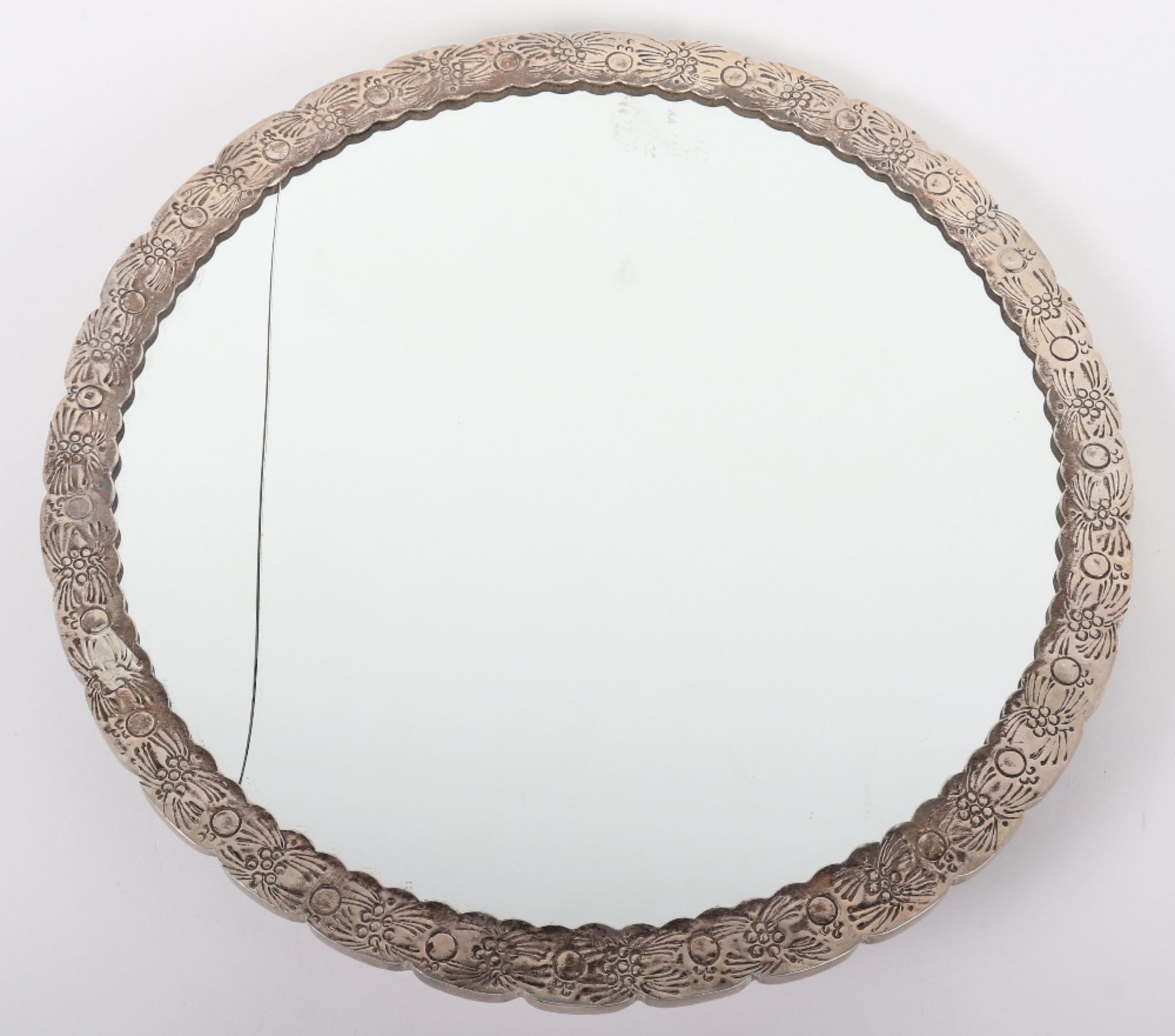 A Turkish silver circular mirror