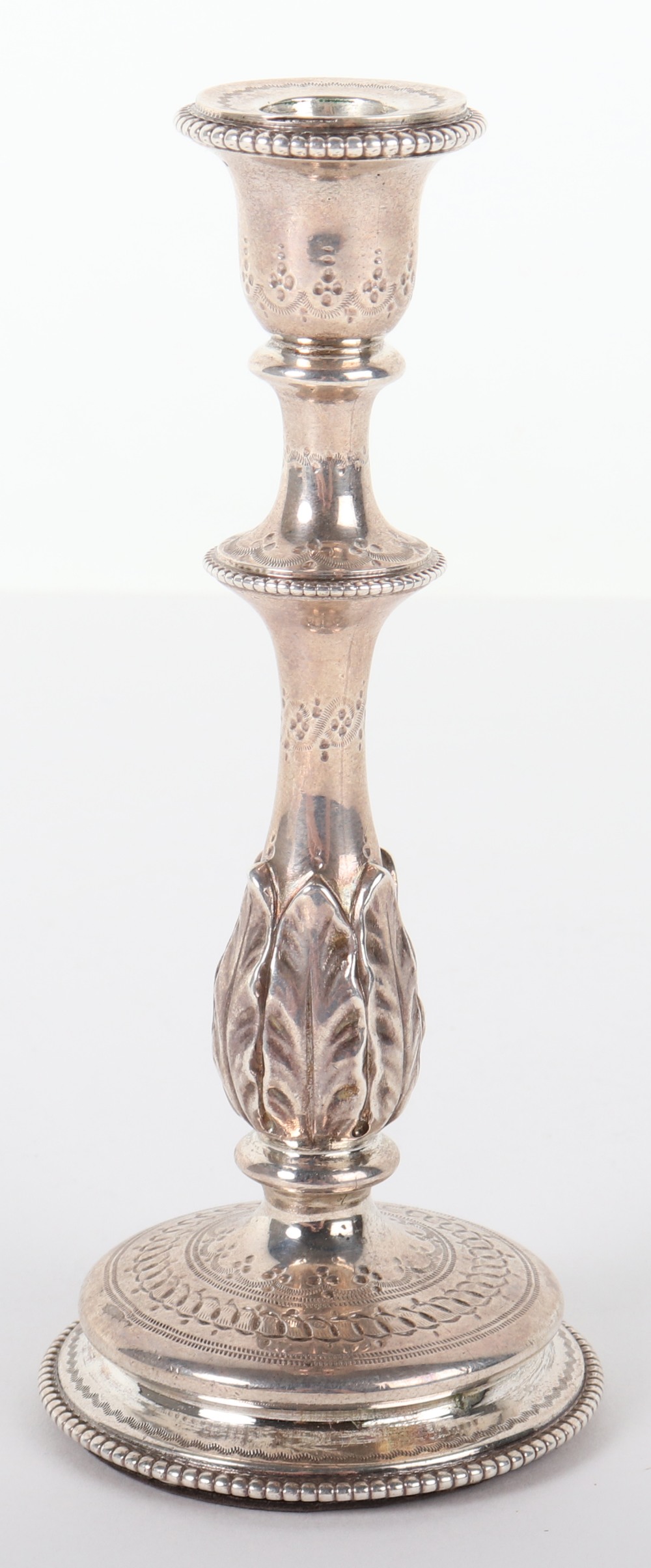 A Continental silver taperstick, unmarked