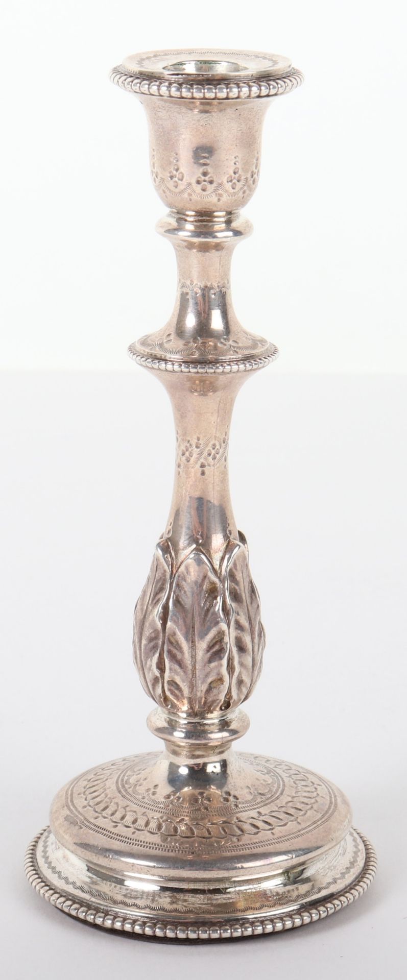 A Continental silver taperstick, unmarked