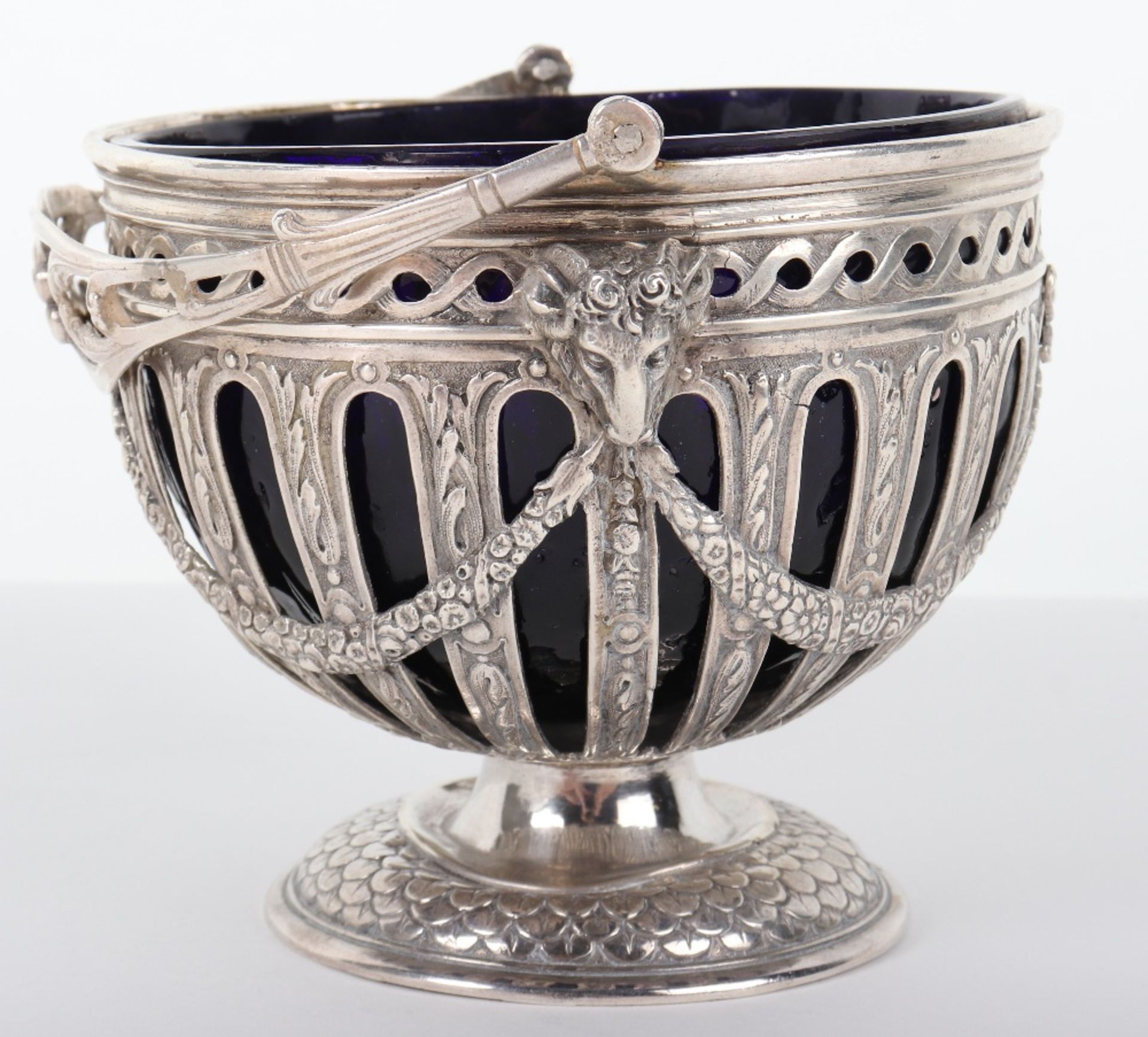 An unusual early 20th century silver and glass sugar bowl marked 930 to base, London 1902, John Geor - Bild 2 aus 11