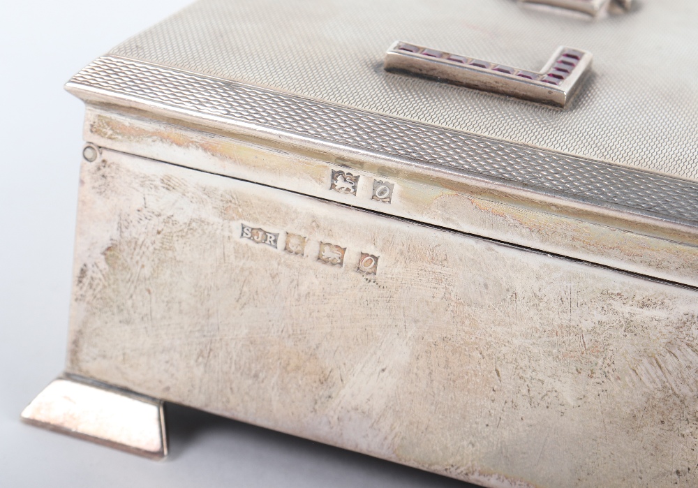 A modern silver and amethyst set cigarette box, Sheffield, - Image 4 of 7