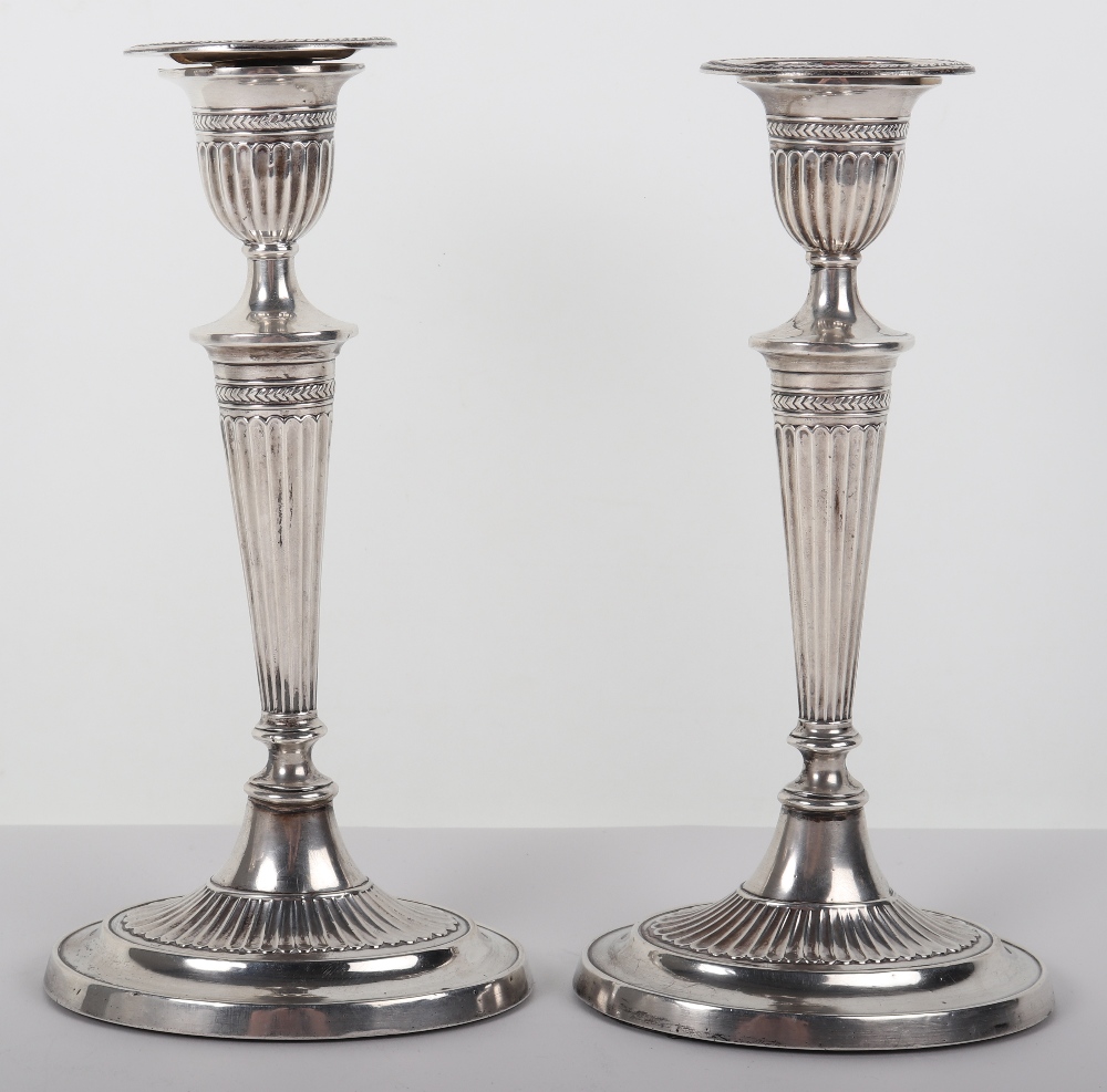 A pair of early 20th century silver candlesticks, Sheffield 1912