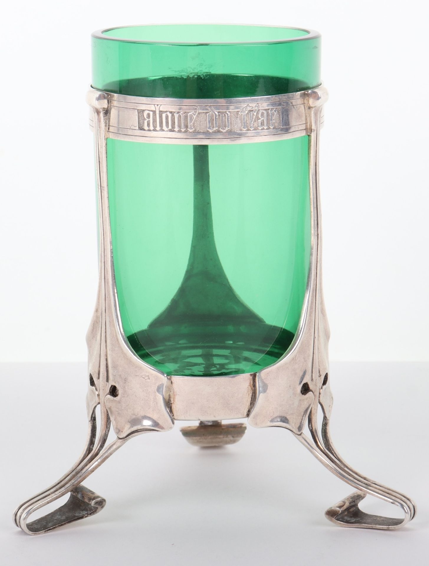 An Art Nouveau silver and glass vase, Goldsmiths & Silversmiths Co Ltd, London 1902