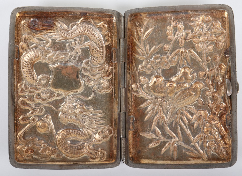 A Chinese silver cigarette case, unmarked - Image 4 of 4