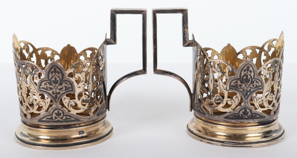 A pair of Russian tea glass holders, unmarked - Image 3 of 4