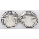 A pair of Gorham silver shell trinket dishes