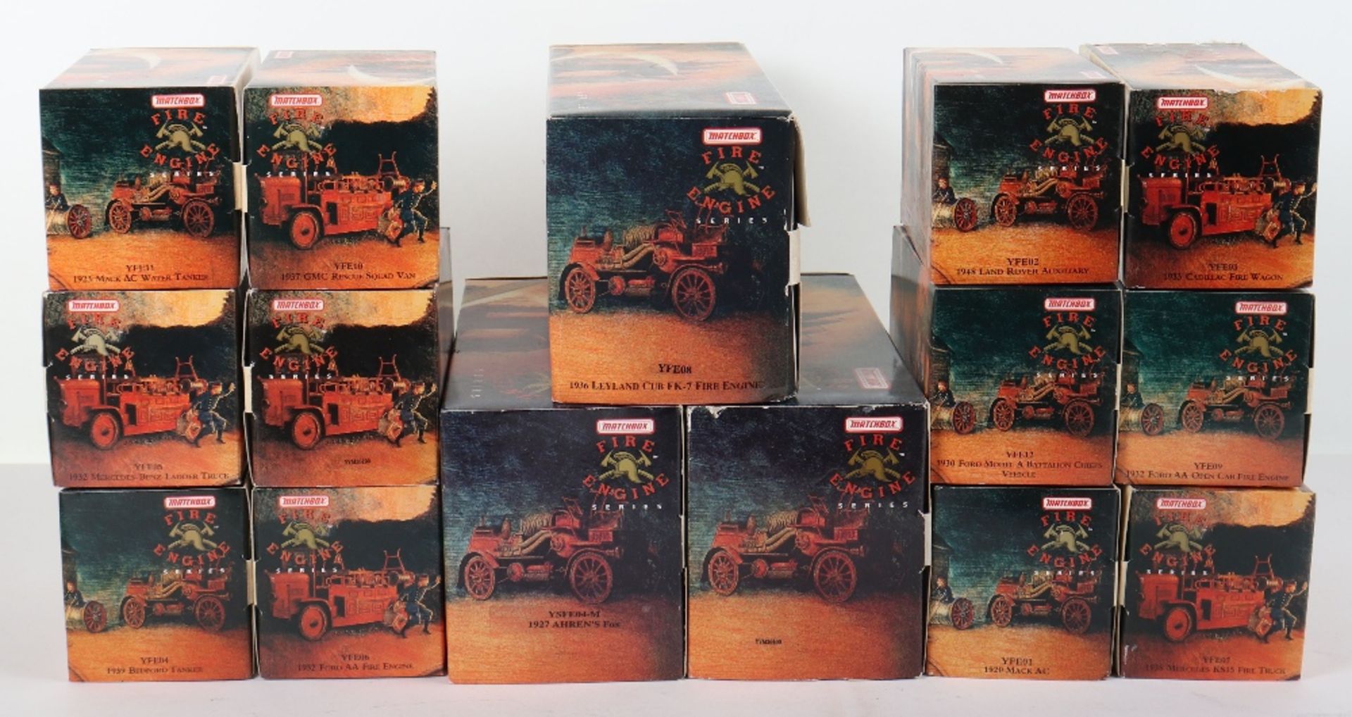 Fifteen Boxed Matchbox Models Of Yesteryear Fire Engine Series