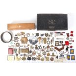 WW2 ARP Home First Aid Case Full of Badge Spares