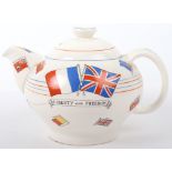 War Against Hitlerism Crown Ducal Ware Teapot