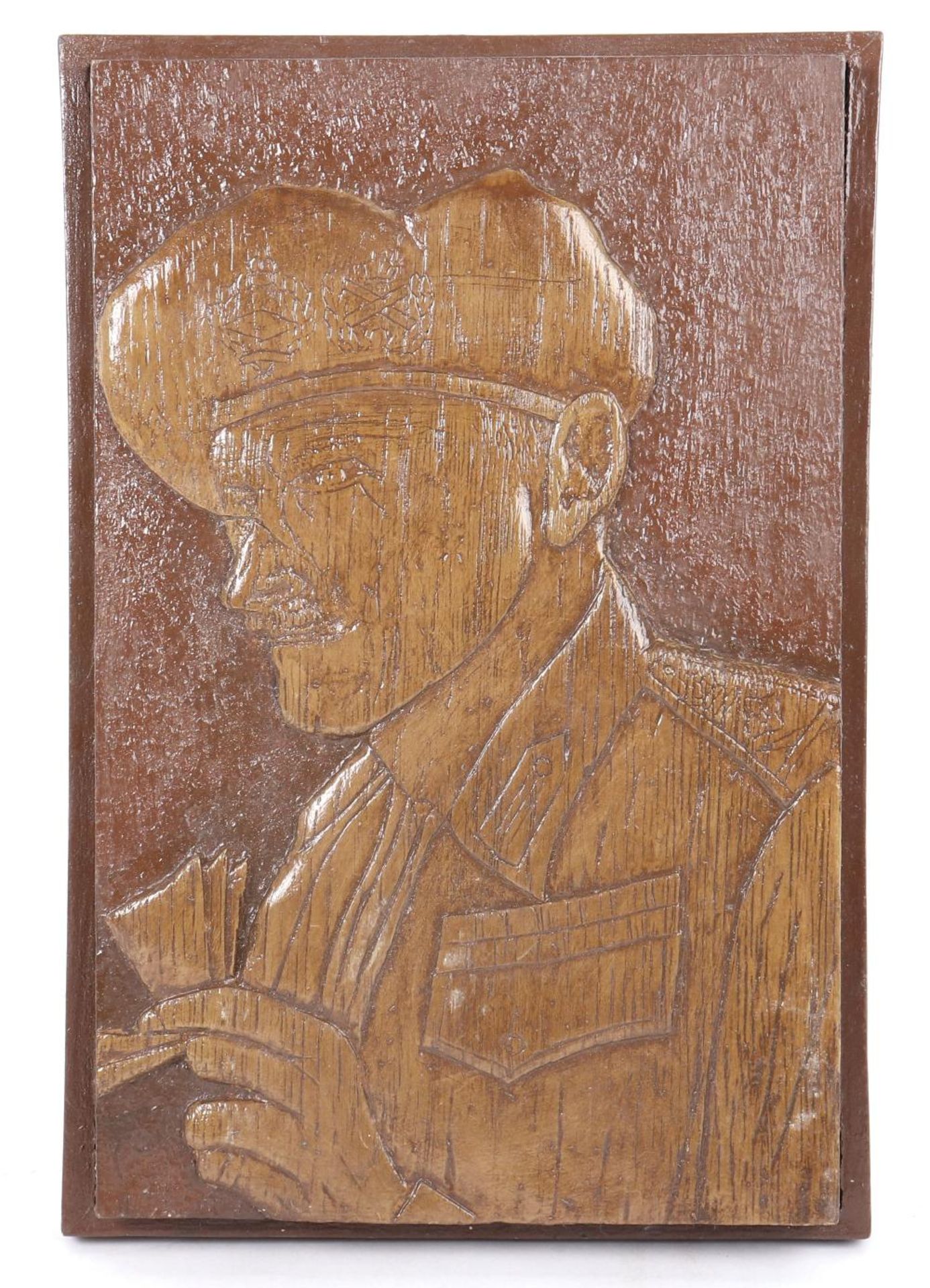 Carved Wood Plaque of Field Marshall Montgomery