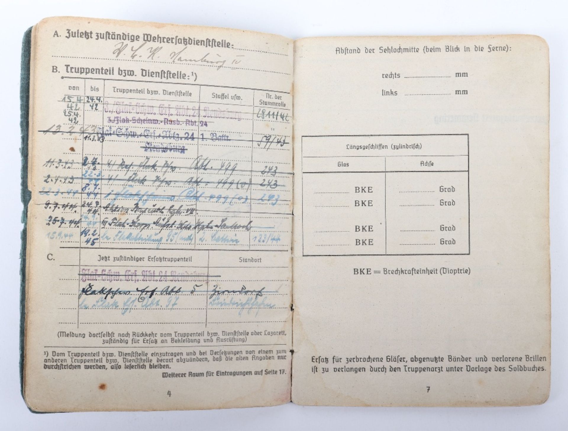 WW2 German Luftwaffe Soldbuch Searchlight Battalion - Bild 4 aus 9