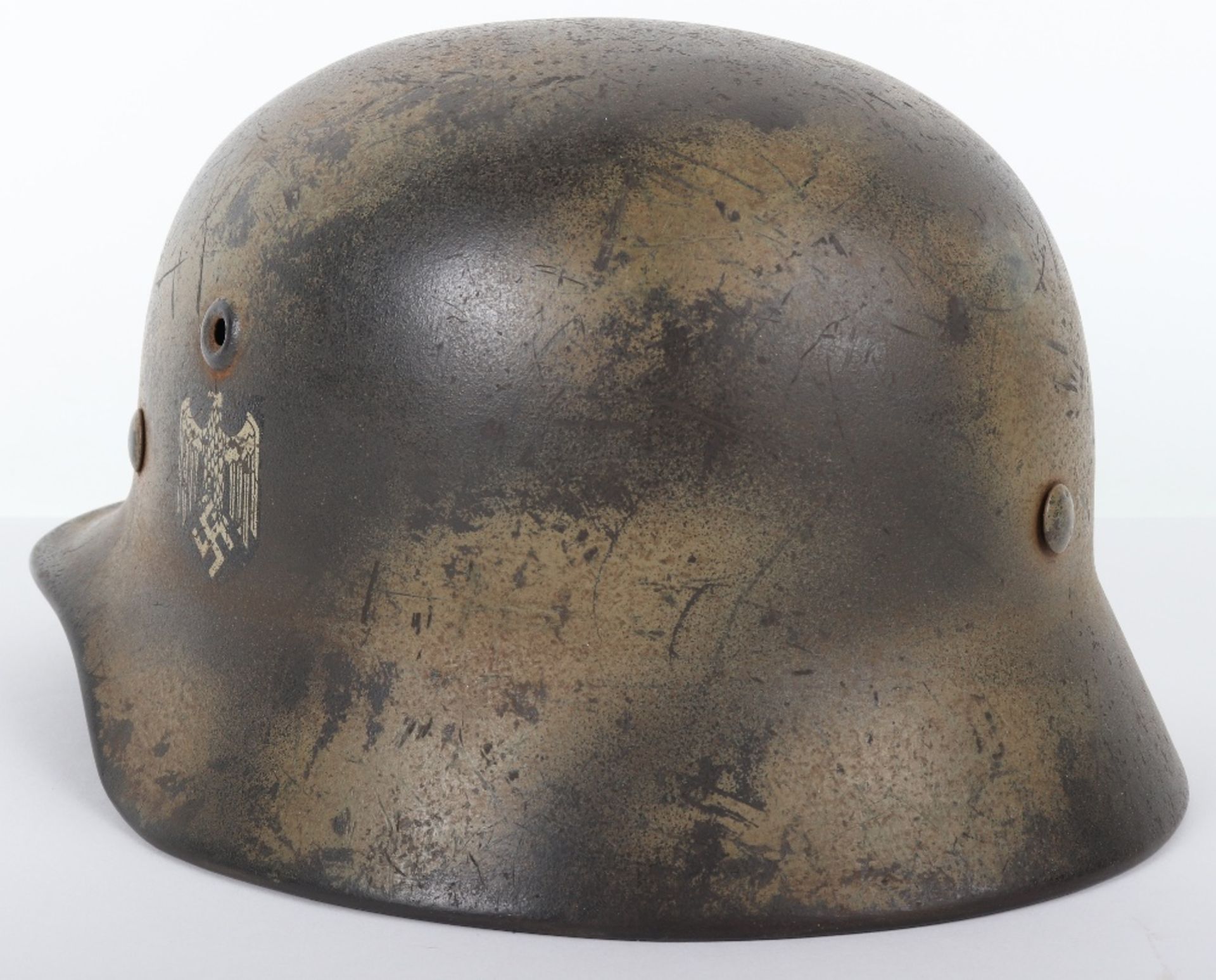 German Army Normandy Pattern Camouflaged Steel Combat Helmet - Bild 4 aus 11