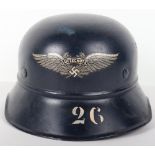 Third Reich Luftschutz Gladiator Pattern Steel Helmet