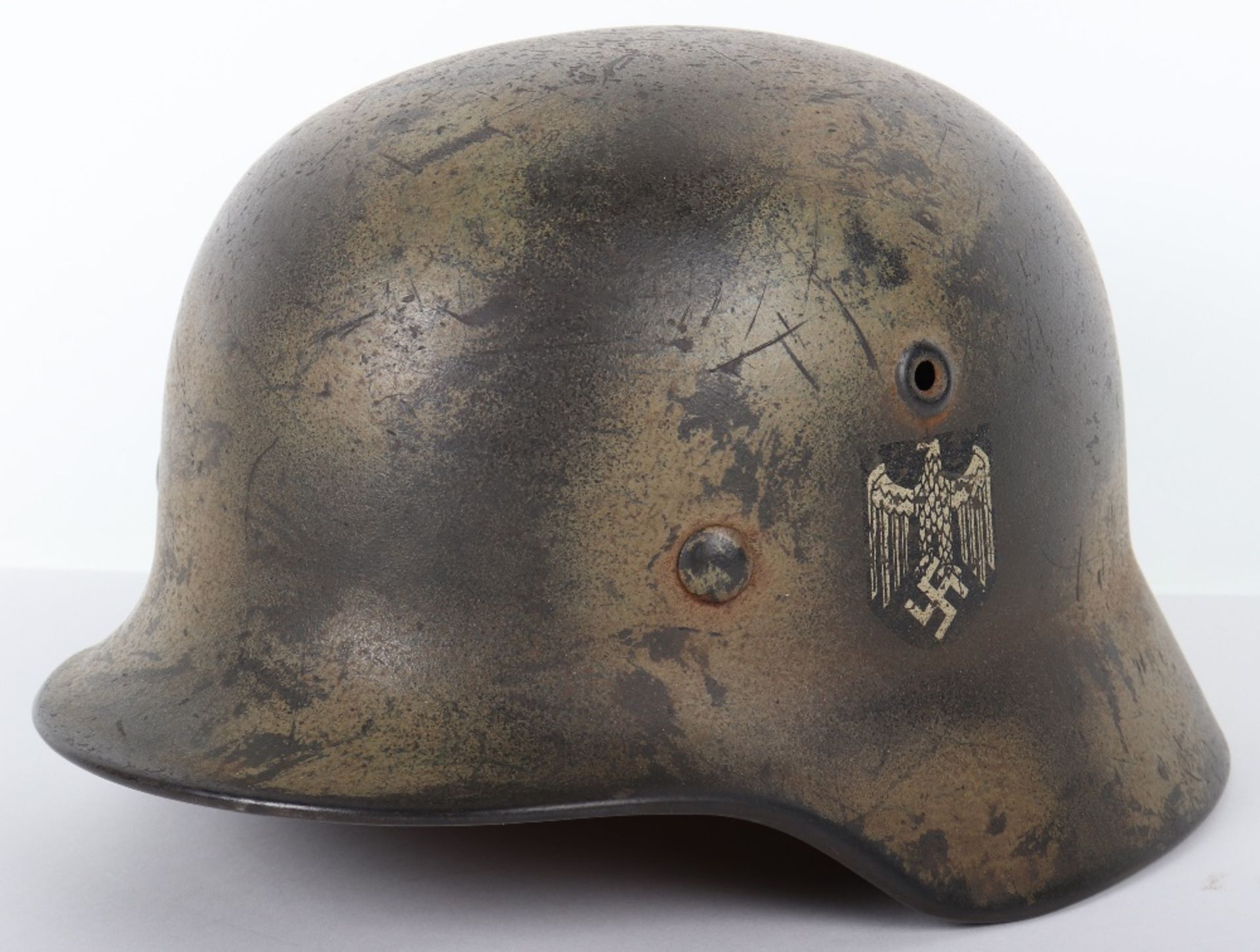 German Army Normandy Pattern Camouflaged Steel Combat Helmet