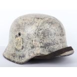 Waffen-SS Single Decal Winter Camouflaged Steel Combat Helmet